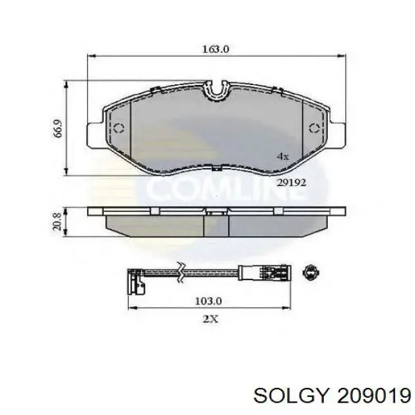209019 Solgy Sapatas do freio dianteiras de disco