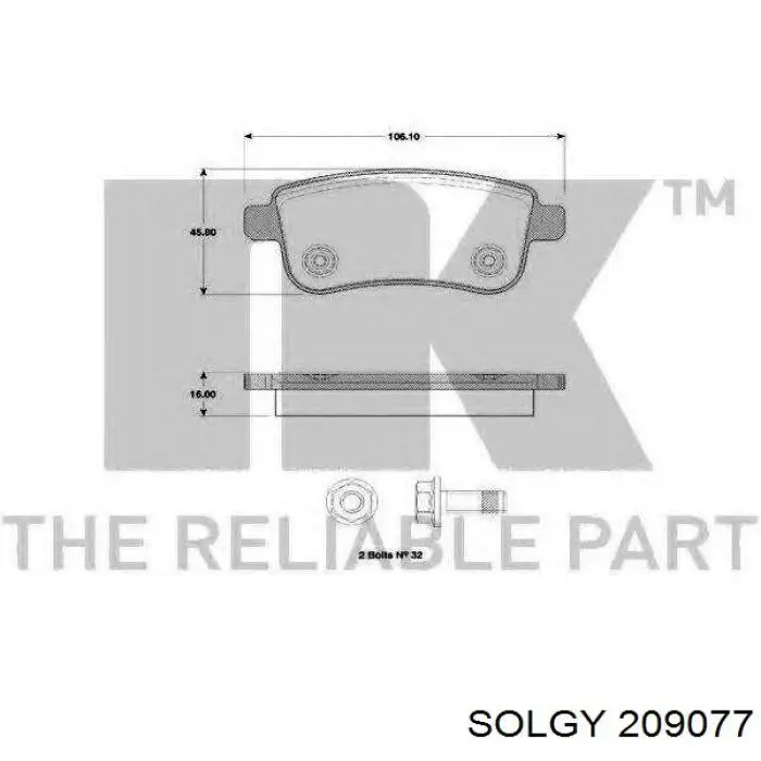 Sapatas do freio traseiras de disco Solgy 209077 preço, a partir de 24,21 USD