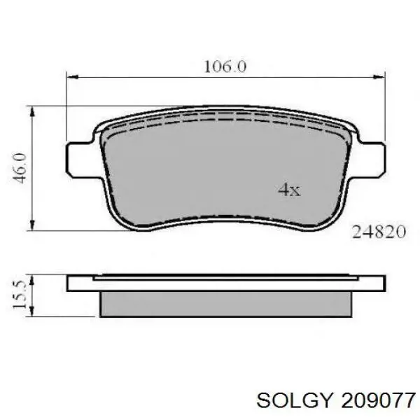 Sapatas do freio traseiras de disco Solgy 209077