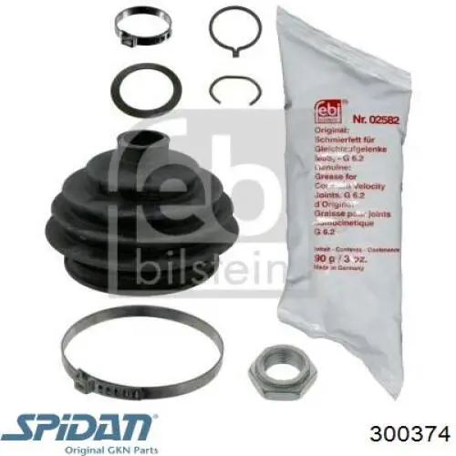 Bota de proteção externa de junta homocinética do semieixo dianteiro 300374 GKN-Spidan