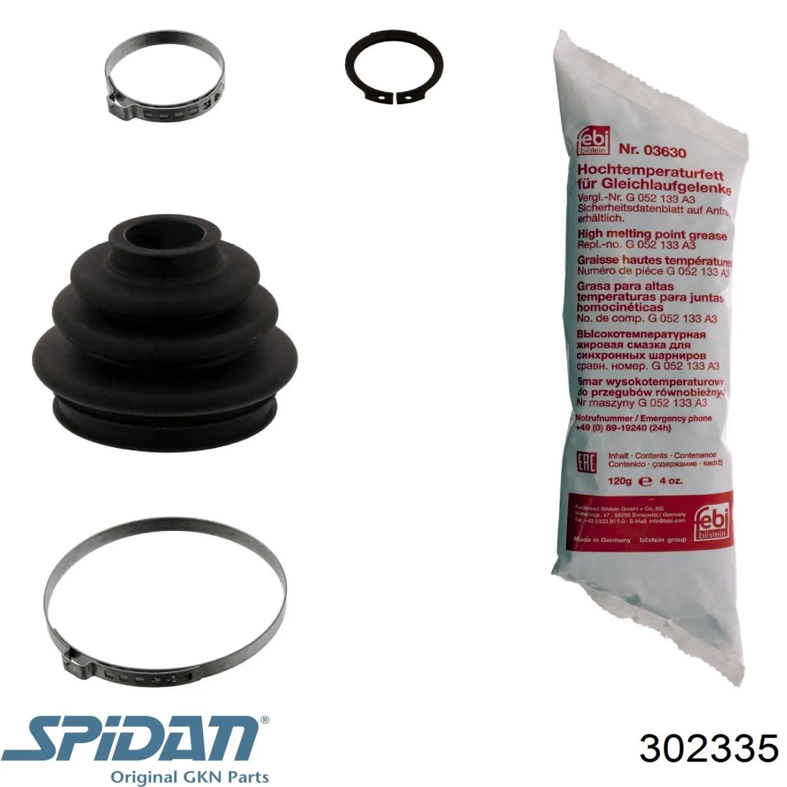 302335 GKN-Spidan Bota de proteção externa de junta homocinética do semieixo traseiro