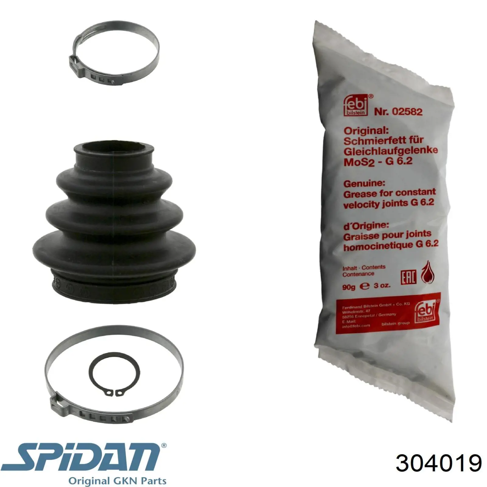Bota de proteção externa de junta homocinética do semieixo traseiro 304019 GKN-Spidan