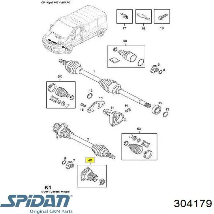 304179 GKN-Spidan Bota de proteção interna esquerda de junta homocinética do semieixo dianteiro