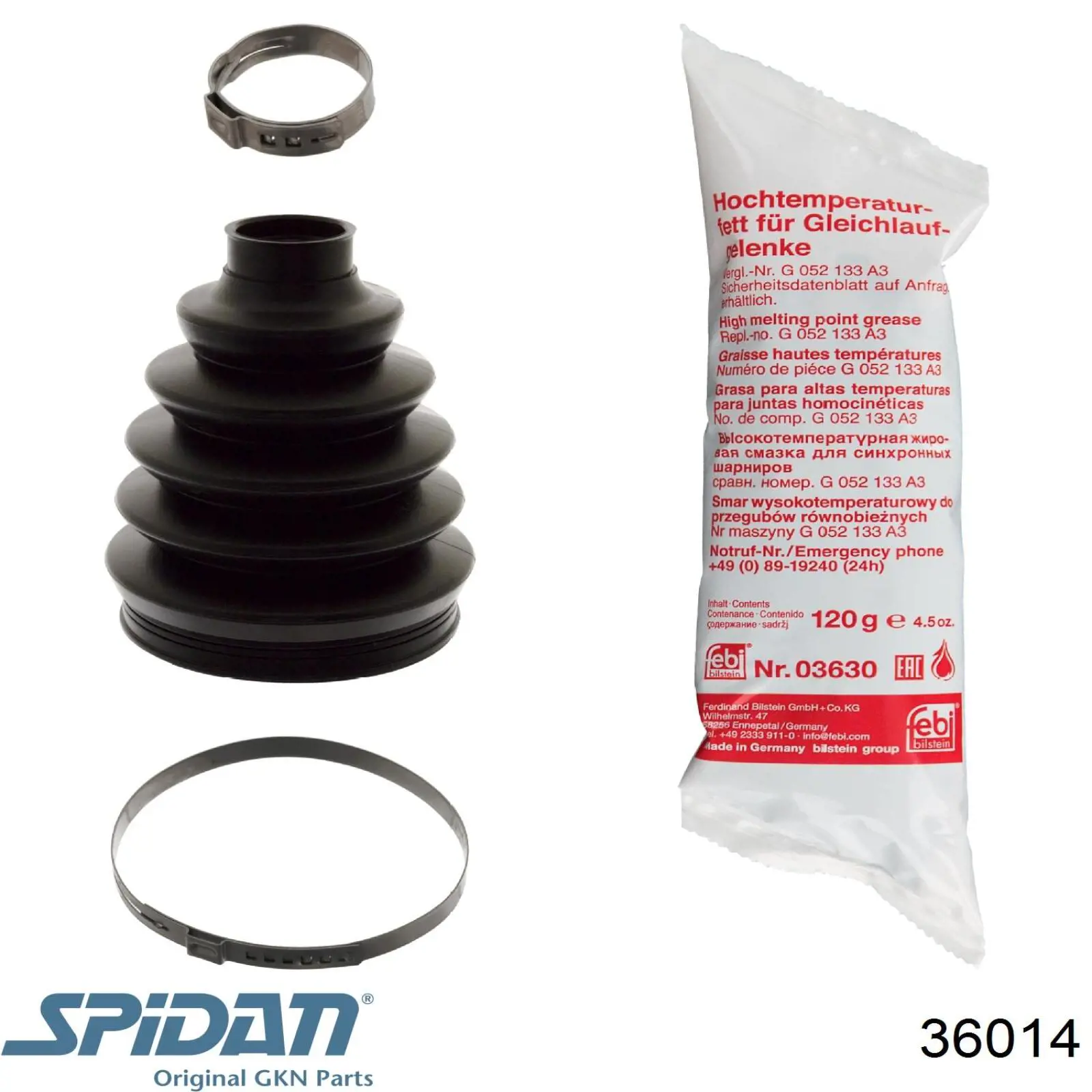 36014 GKN-Spidan Bota de proteção externa de junta homocinética do semieixo dianteiro