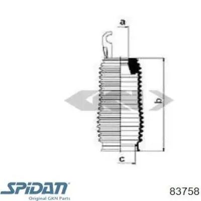 Compre 83758 GKN-Spidan Bota de proteção do mecanismo de direção (de cremalheira)