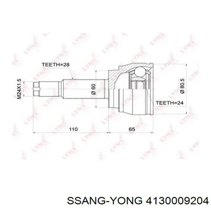 4130009204 Ssang Yong Semieixo (acionador) dianteiro esquerdo