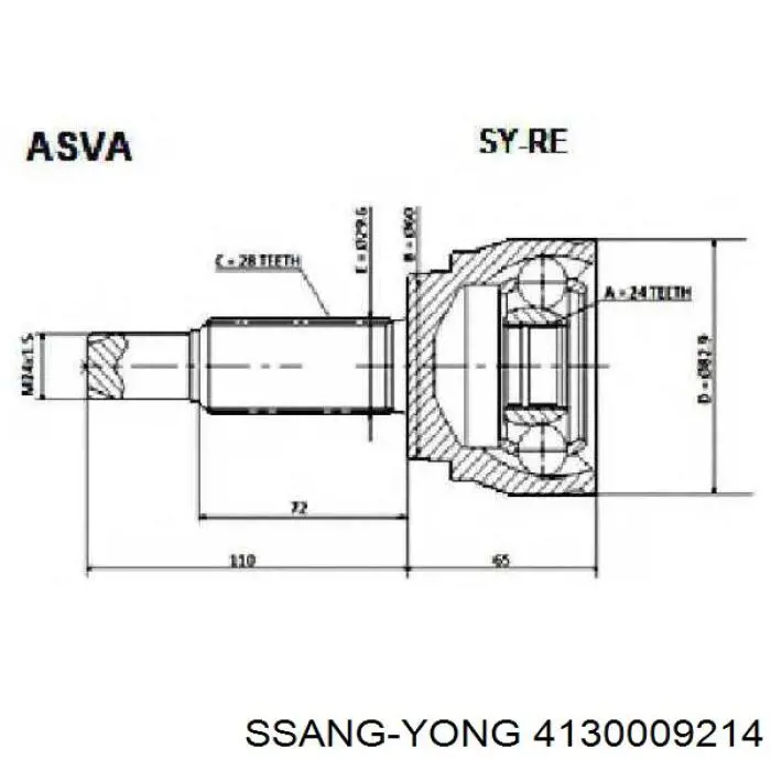 Semieixo (acionador) dianteiro direito Ssang Yong 4130009214 preço, a partir de 133,83 USD
