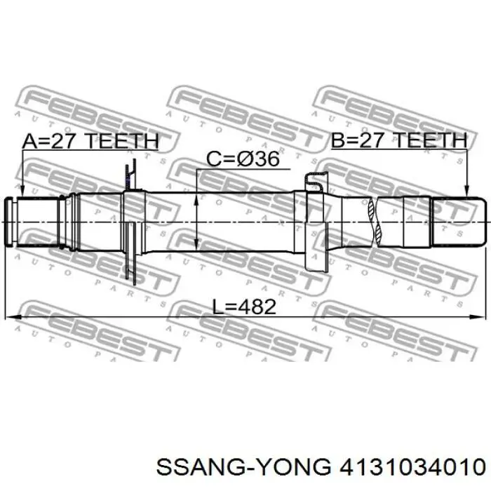 Veio de acionamento do semieixo intermédio Ssang Yong 4131034010 preço, a partir de 18,58 USD