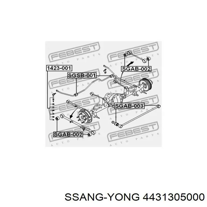 4431305000 Ssang Yong Montante de estabilizador traseiro