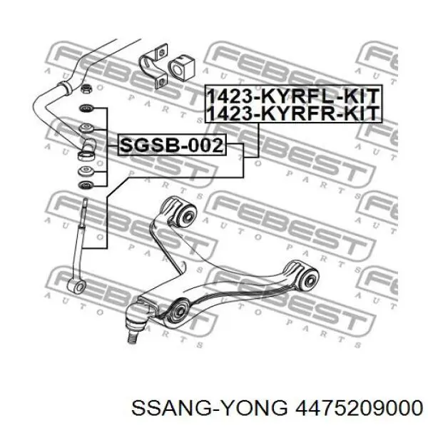 4475209000 Ssang Yong Montante direito de estabilizador dianteiro