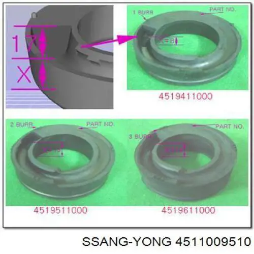 Mola traseira esquerda Ssang Yong 4511009510 preço, a partir de 103,59 USD