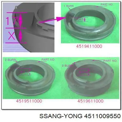 Mola traseira direita Ssang Yong 4511009550 preço, a partir de 105,96 USD