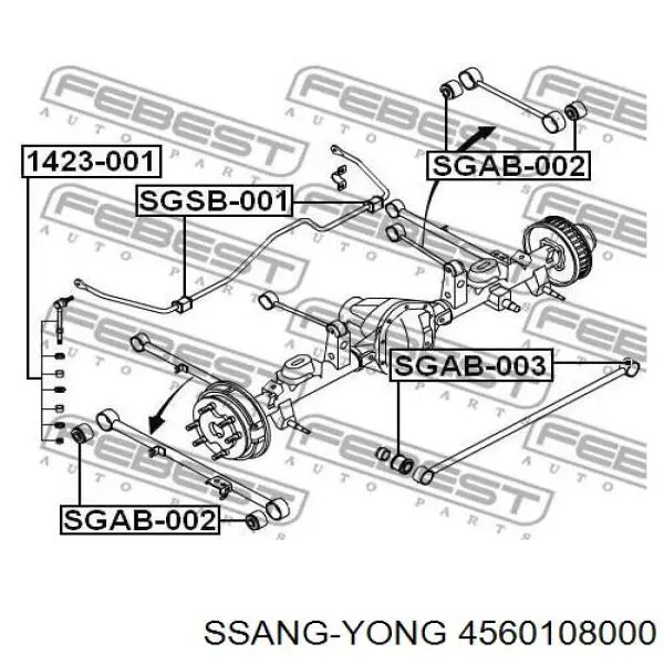 Compre 4560108000 Ssang Yong Barra transversal de suspensão traseira