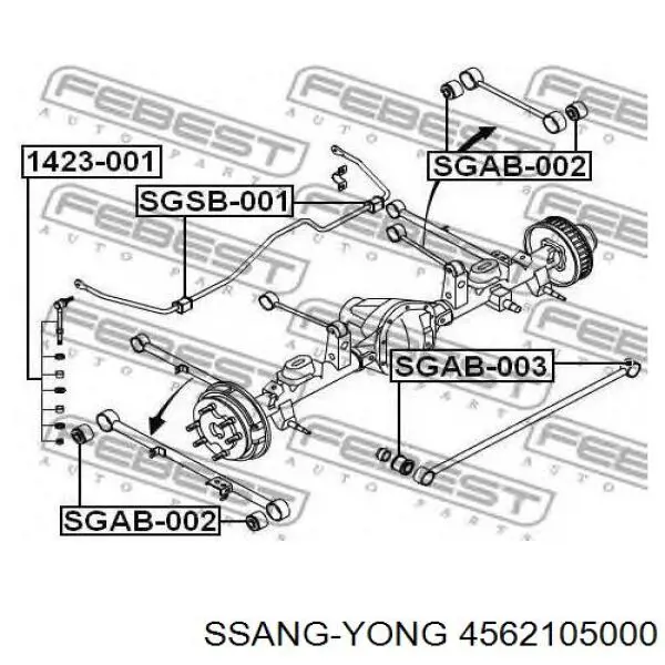 Bloco silencioso da barra Panhard (de suspensão traseira) Ssang Yong 4562105000 preço, a partir de 8,69 USD