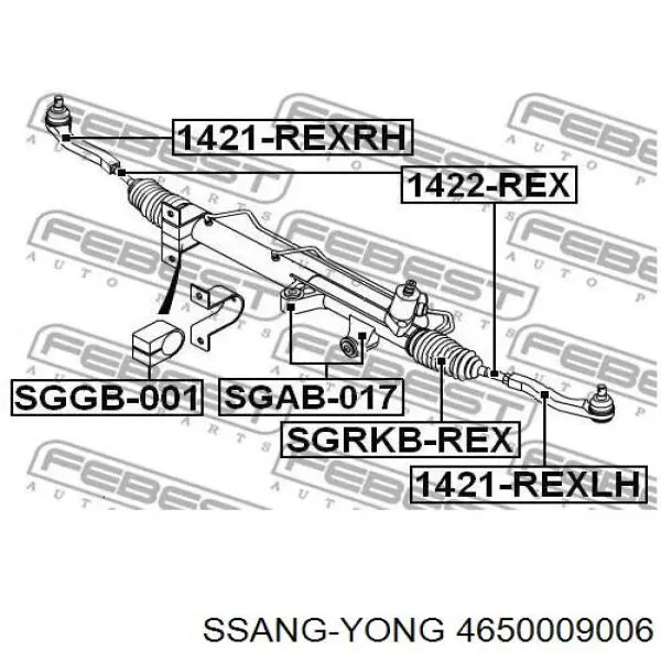 Compre 465000901B Ssang Yong Cremalheira da direção