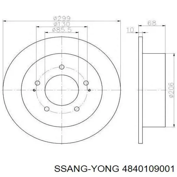 4840109001 Ssang Yong Disco do freio traseiro