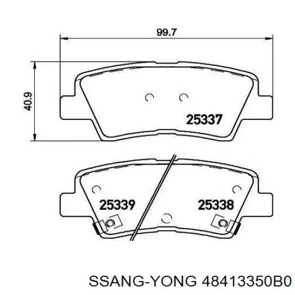 Sapatas do freio traseiras de disco 48413350B0 Ssang Yong