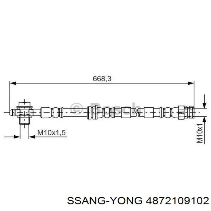 4872109102 Ssang Yong Mangueira do freio traseira direita