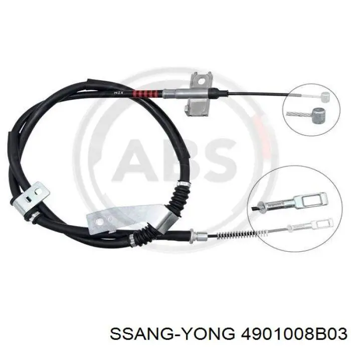 4901008B03 Ssang Yong Cabo do freio de estacionamento traseiro esquerdo