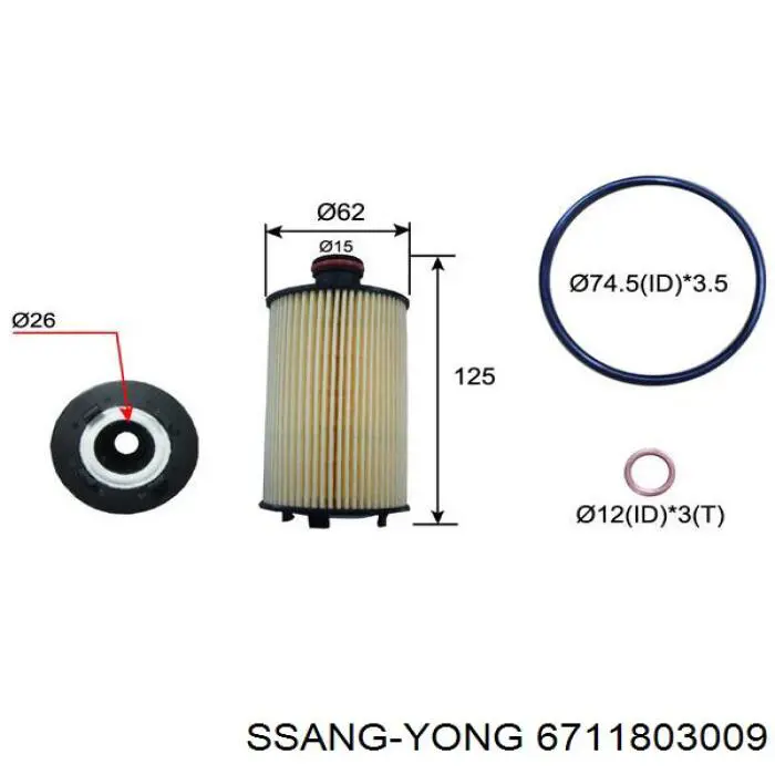 Filtro de óleo Ssang Yong 6711803009 preço, a partir de 9,93 USD