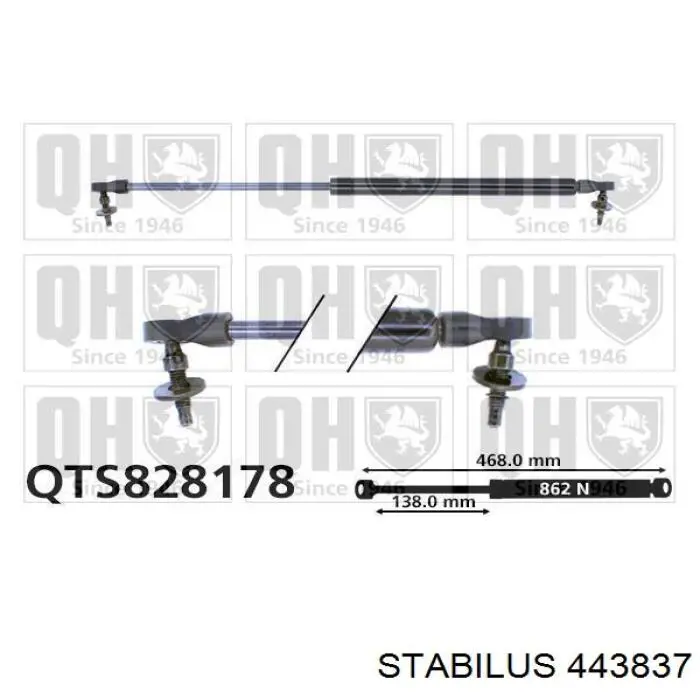 Compre 443837 Stabilus Amortecedor de tampa de porta-malas (de 3ª/5ª porta traseira)
