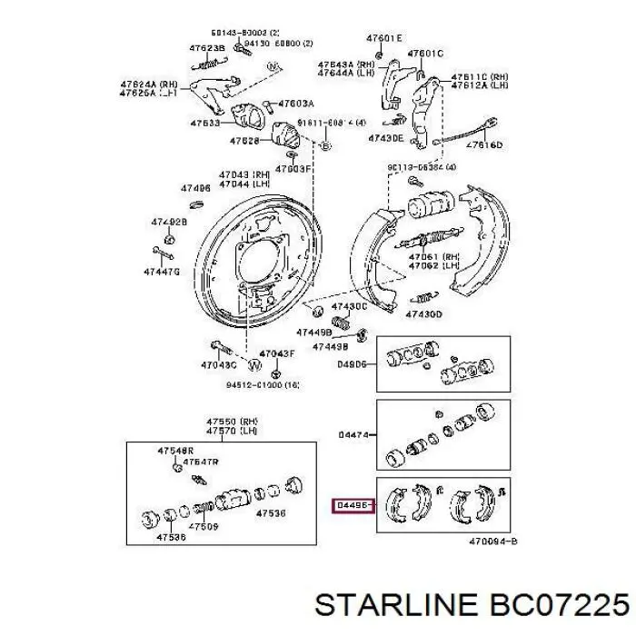 BC07225 Starline Sapatas do freio traseiras de tambor