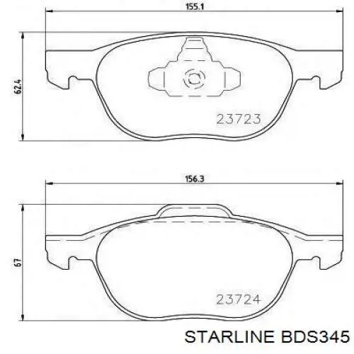 BDS345 Starline Sapatas do freio dianteiras de disco