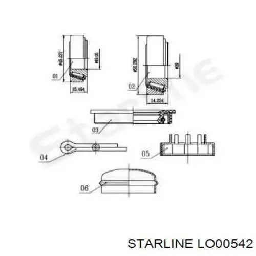 LO00542 Starline Rolamento de cubo traseiro