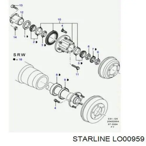 Compre LO00959 Starline Rolamento de cubo traseiro