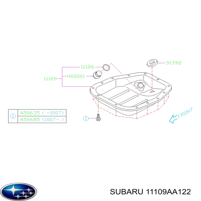 11109AA122 Subaru Panela de óleo de cárter do motor