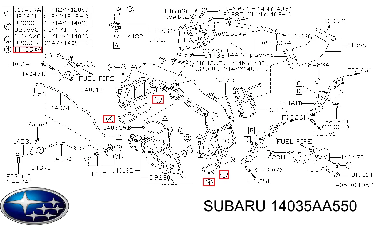 Compre 14035AA550 Subaru Vedante de tubo coletor de admissão