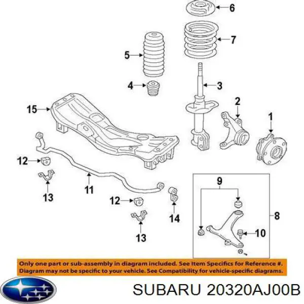 20320AJ00B Subaru Suporte de amortecedor dianteiro