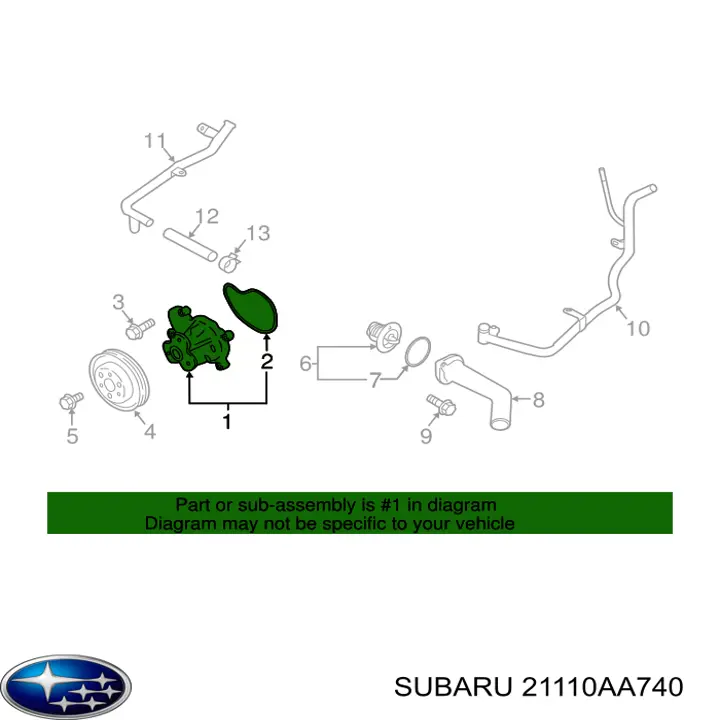 Bomba de água (bomba) de esfriamento Subaru XV II GT