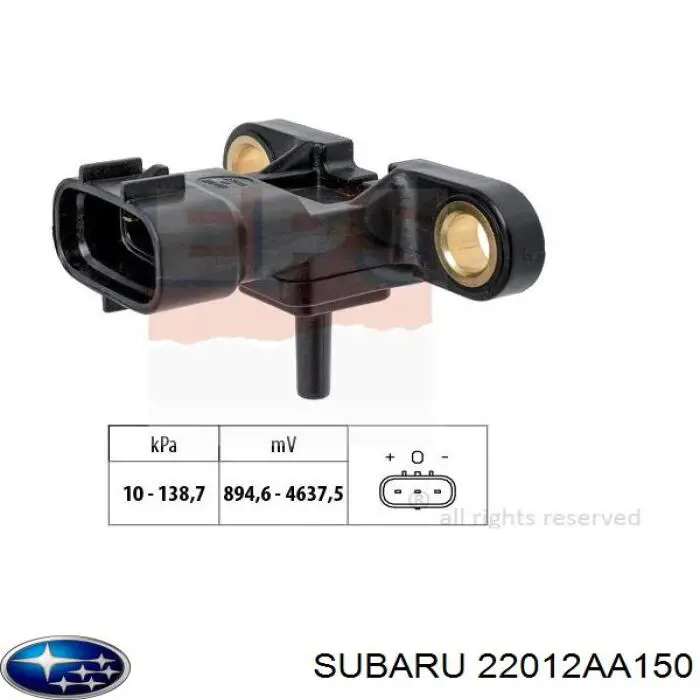 22012AA150 Subaru Sensor de pressão no coletor de admissão, MAP
