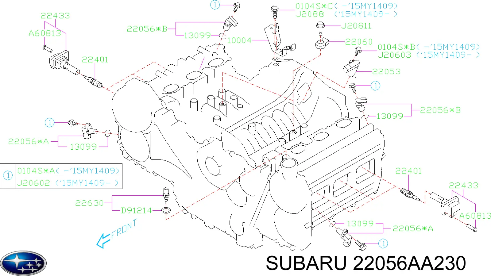 Sensor de posição da árvore distribuidora Subaru 22056AA230 preço, a partir de 32,23 USD