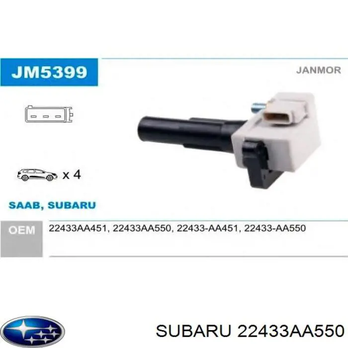22433AA550 Subaru Bobina de ignição