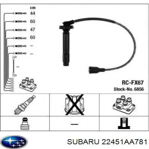22451AA781 Subaru Fios de alta voltagem, kit