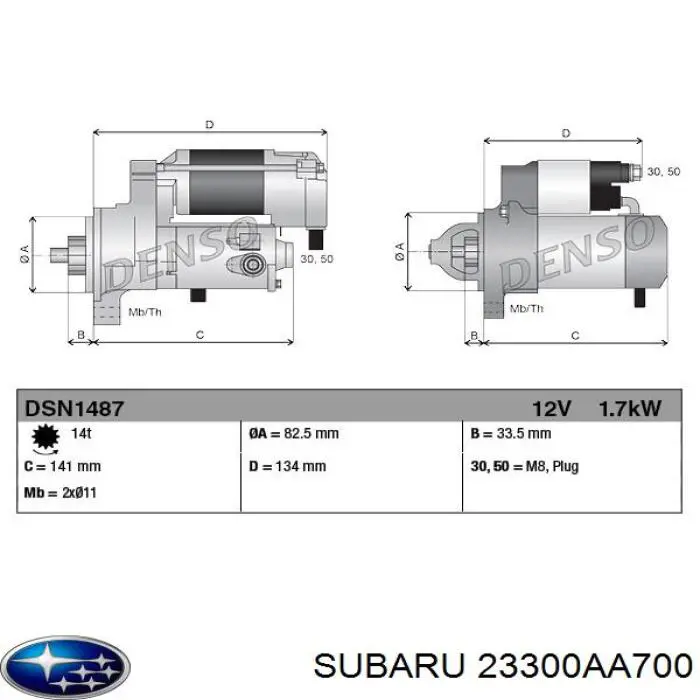 Motor de arranco Subaru 23300AA700 preço, a partir de 182,40 USD