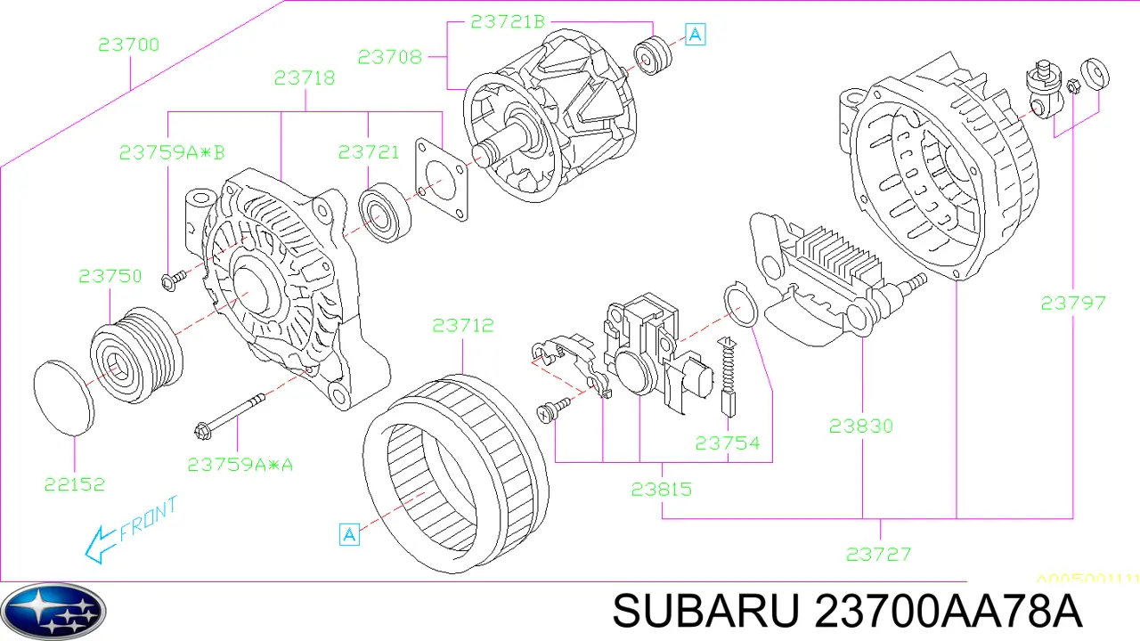 Gerador Subaru 23700AA78A preço, a partir de 52,46 USD