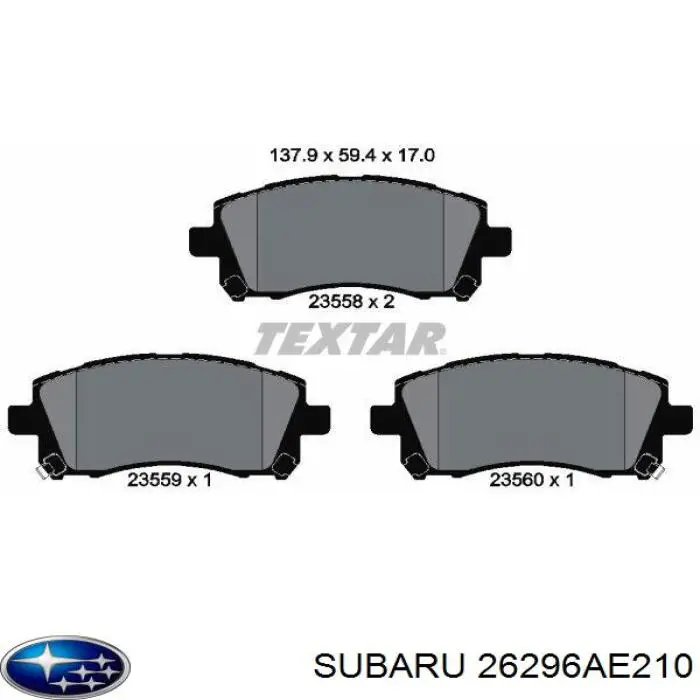 26296AE210 Subaru Sapatas do freio dianteiras de disco