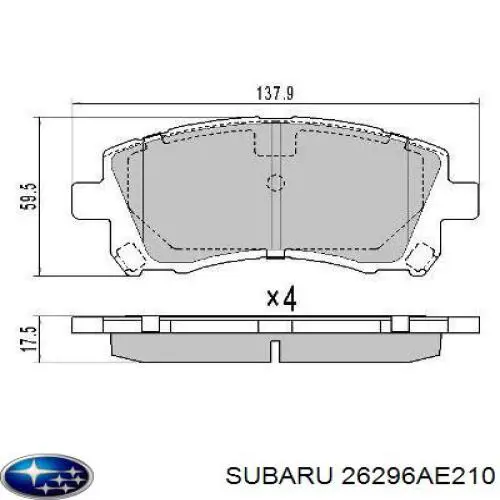 Sapatas do freio dianteiras de disco Subaru 26296AE210 preço, a partir de 33,55 USD