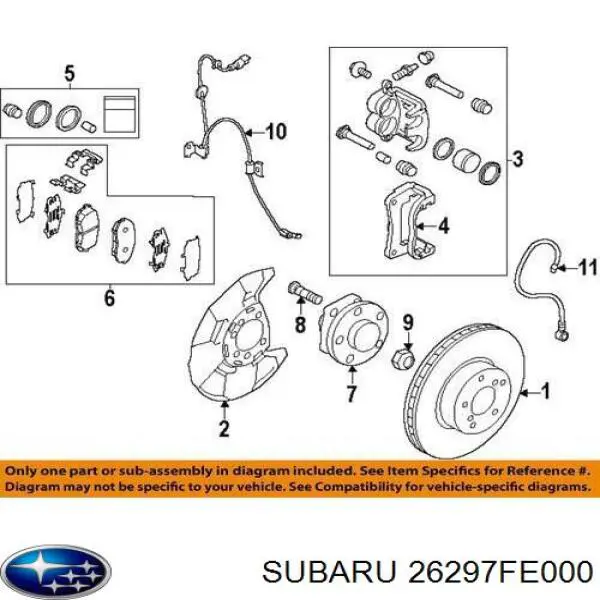 Compre 26297FE000 Subaru Kit de reparação de suporte do freio dianteiro