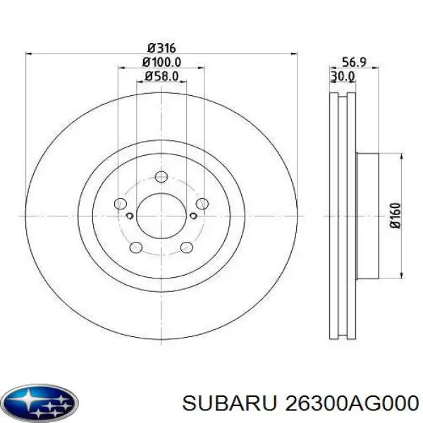 Disco do freio dianteiro Subaru 26300AG000 preço, a partir de 101,78 USD