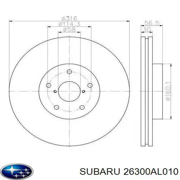 26300AL010 Subaru Disco do freio dianteiro