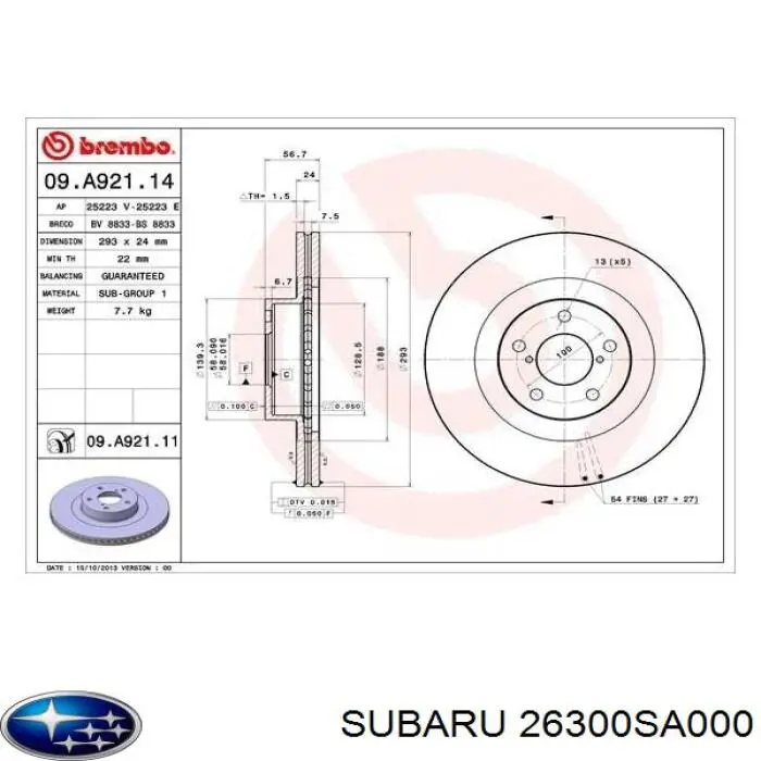 Compre 26300SA000 Subaru Disco do freio dianteiro