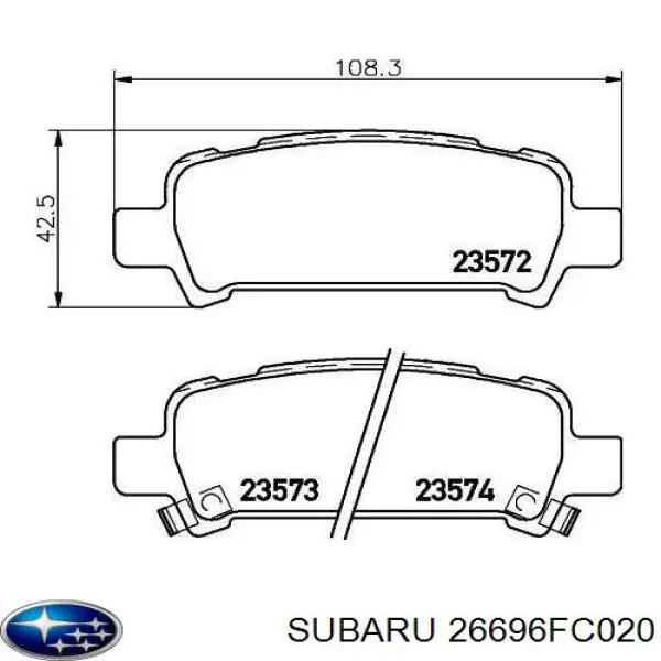 Compre 26696FC020 Subaru Sapatas do freio traseiras de disco
