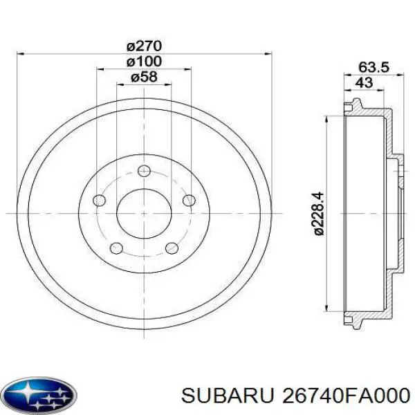 Tambor do freio traseiro Subaru 26740FA000 preço, a partir de 84,54 USD