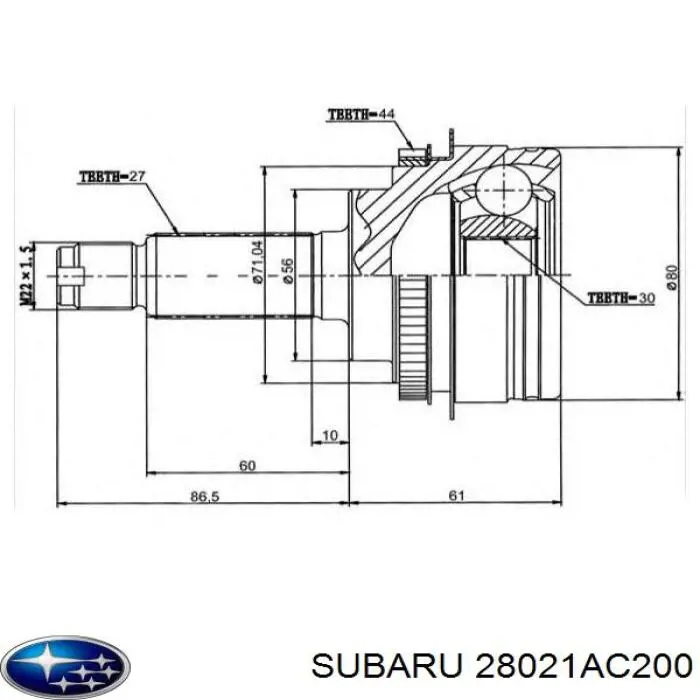 28321FE001 Subaru Semieixo (acionador) dianteiro
