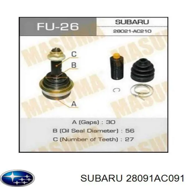 28091AC091 Subaru Junta homocinética externa dianteira