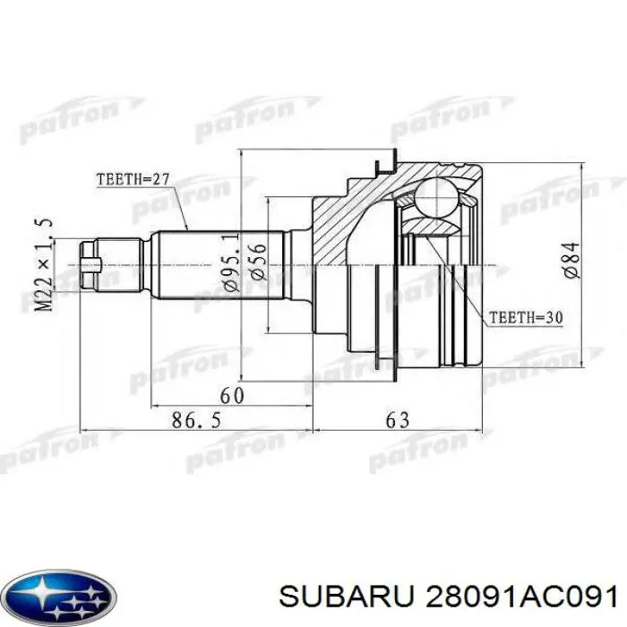 Junta homocinética externa dianteira Subaru 28091AC091 preço, a partir de 65,76 USD